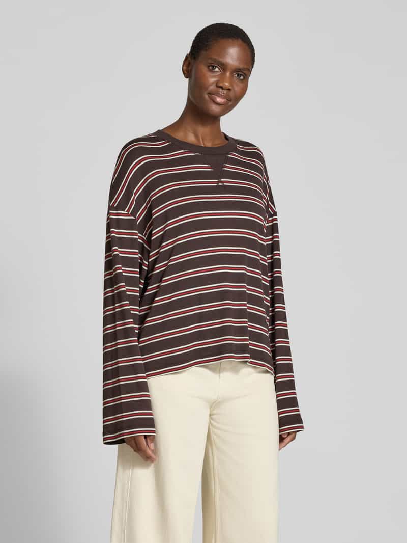 closed relaxed fit shirt met lange mouwen van katoenmix met streepmotief