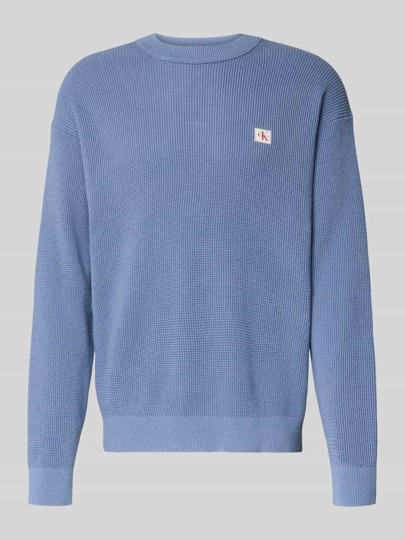 Calvin Klein Jeans Gebreide pullover met structuurmotief en ronde hals