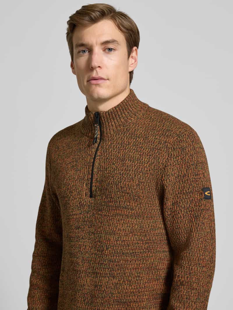 camel active Slim fit schipperstrui met ritssluiting model 'Mouline'