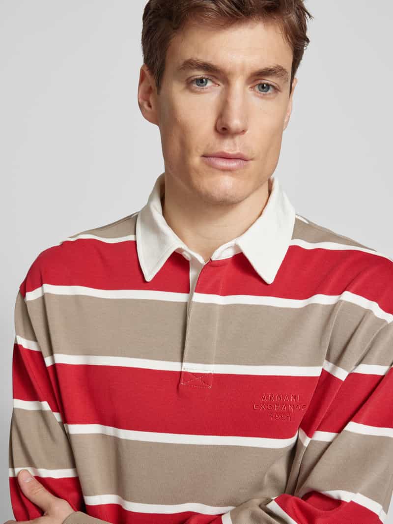 Armani Exchange Regular fit poloshirt in design met lange mouwen