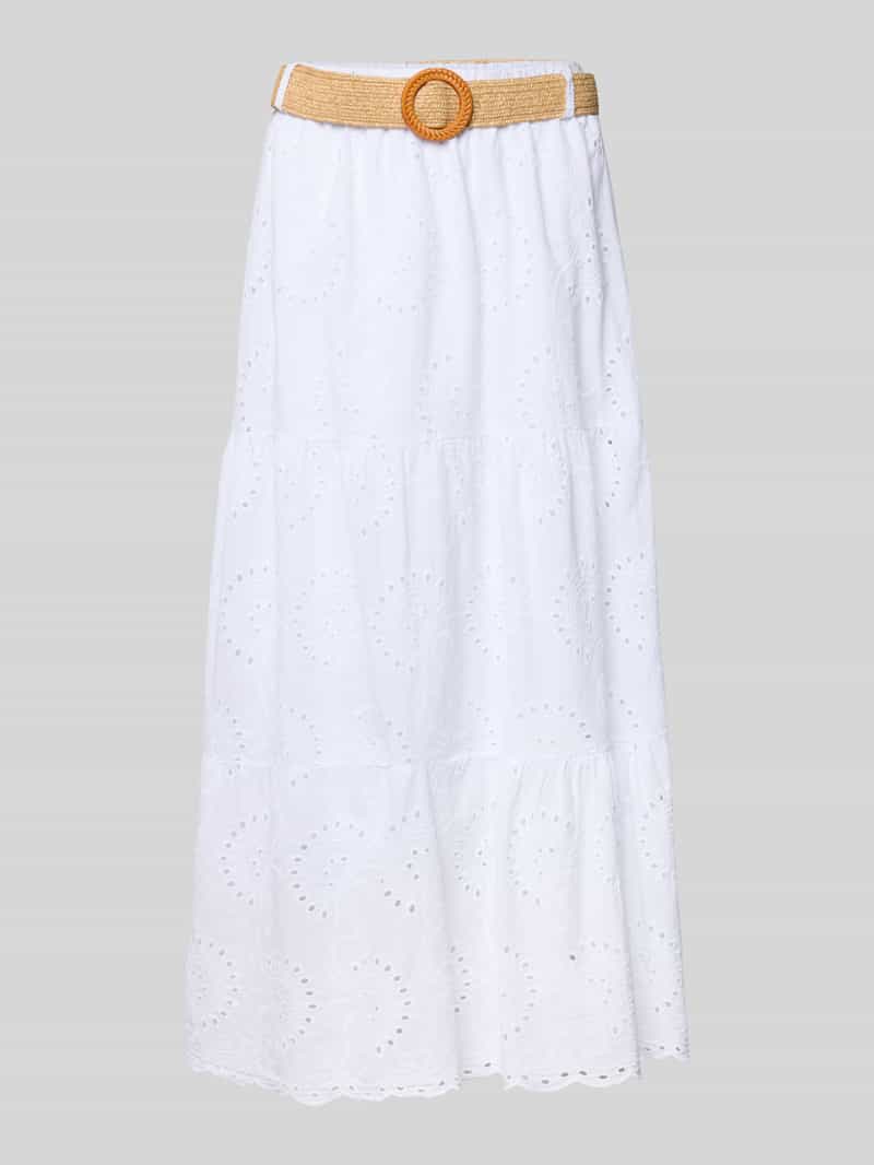 ZABAIONE Midirok met broderie anglaise en riem