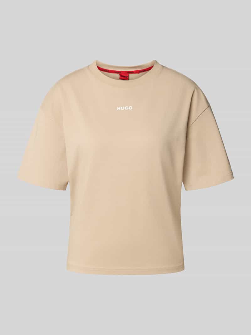 HUGO Pyjamabovendeel met logoprint en ronde hals