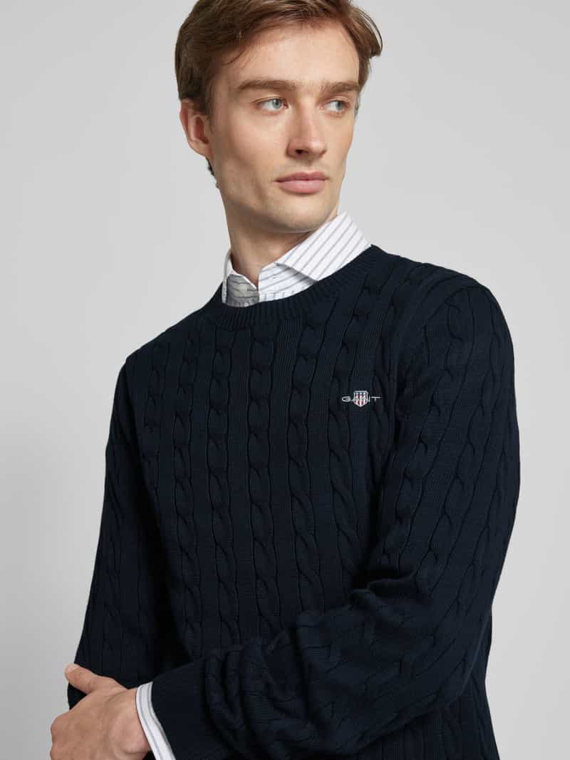 Gant Gebreide pullover met kabelpatroon