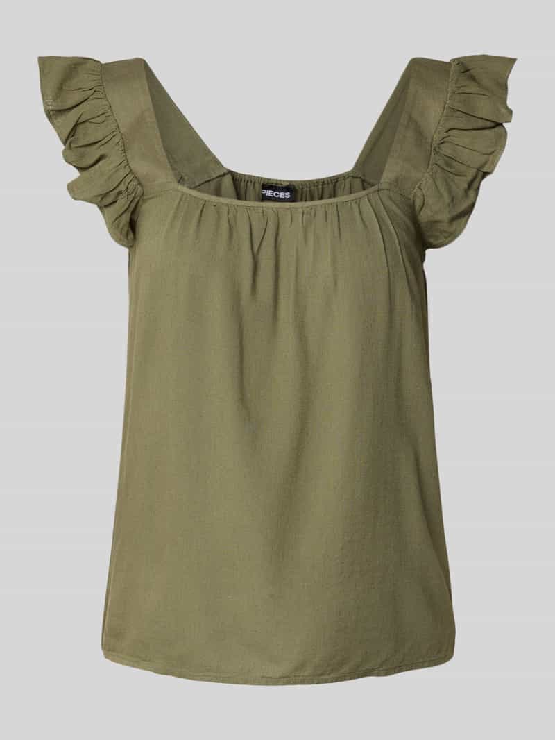 Pieces Relaxed fit top van een mix van viscose en linnen model 'PIA'