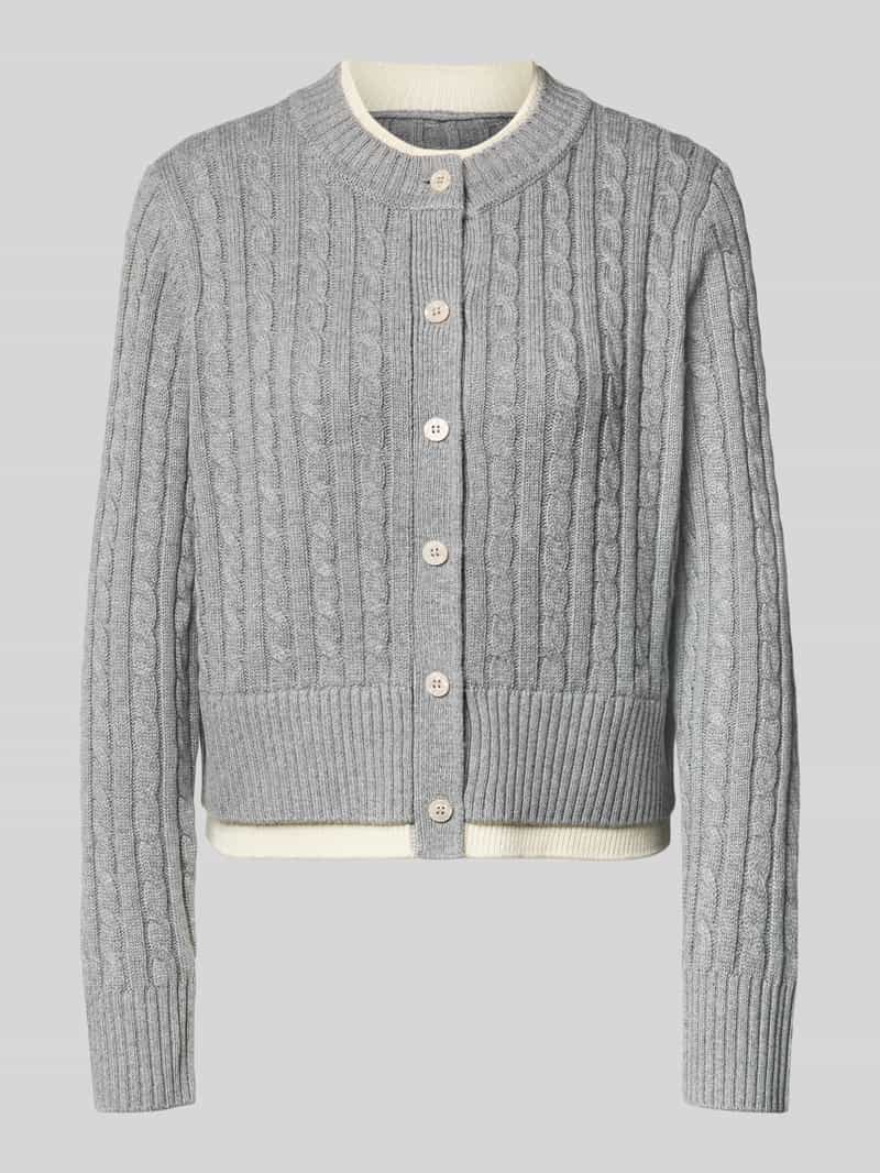 Regular fit cardigan met wol, in tricotlook