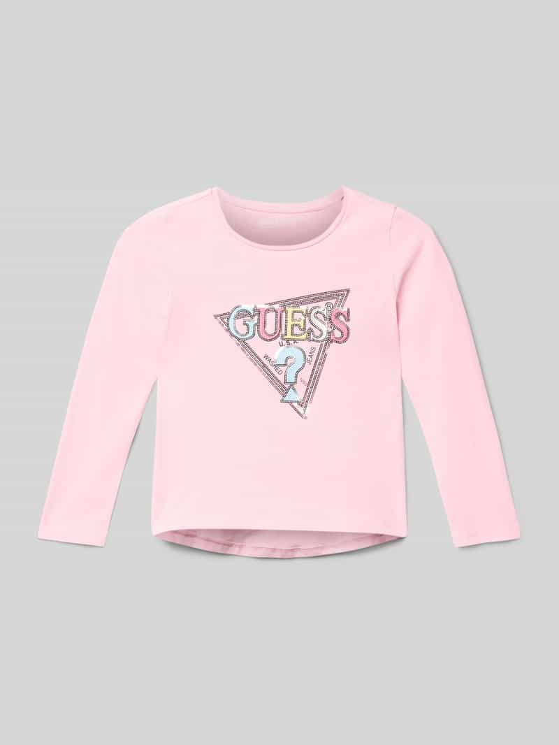 Guess Regular fit shirt met lange mouwen van katoenmix met logostitching