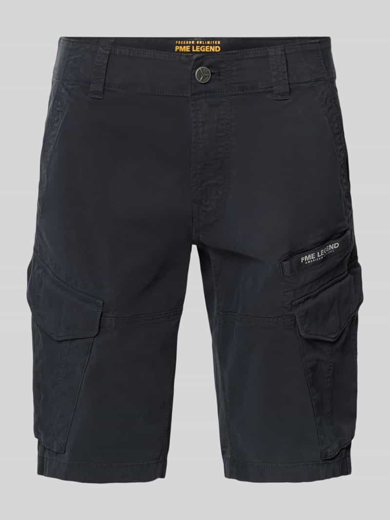 PME Legend Slim fit korte cargobroek met labelprint model 'NORDROP'