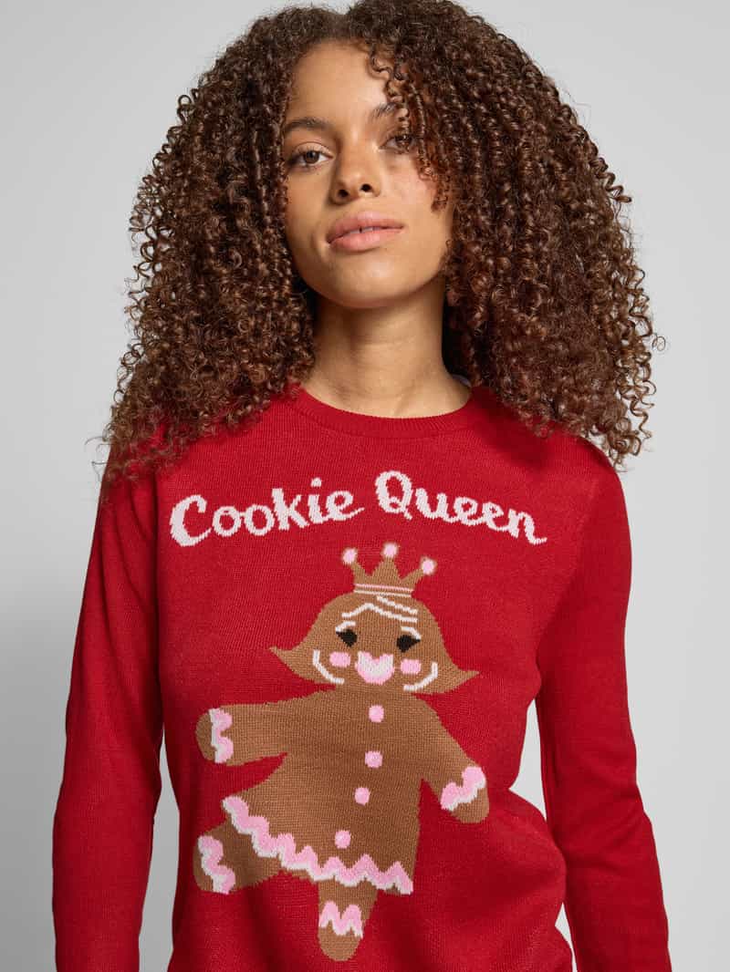 Only Regular fit kersttrui met peperkoekmotief model 'XMAS GINGERBREAD'