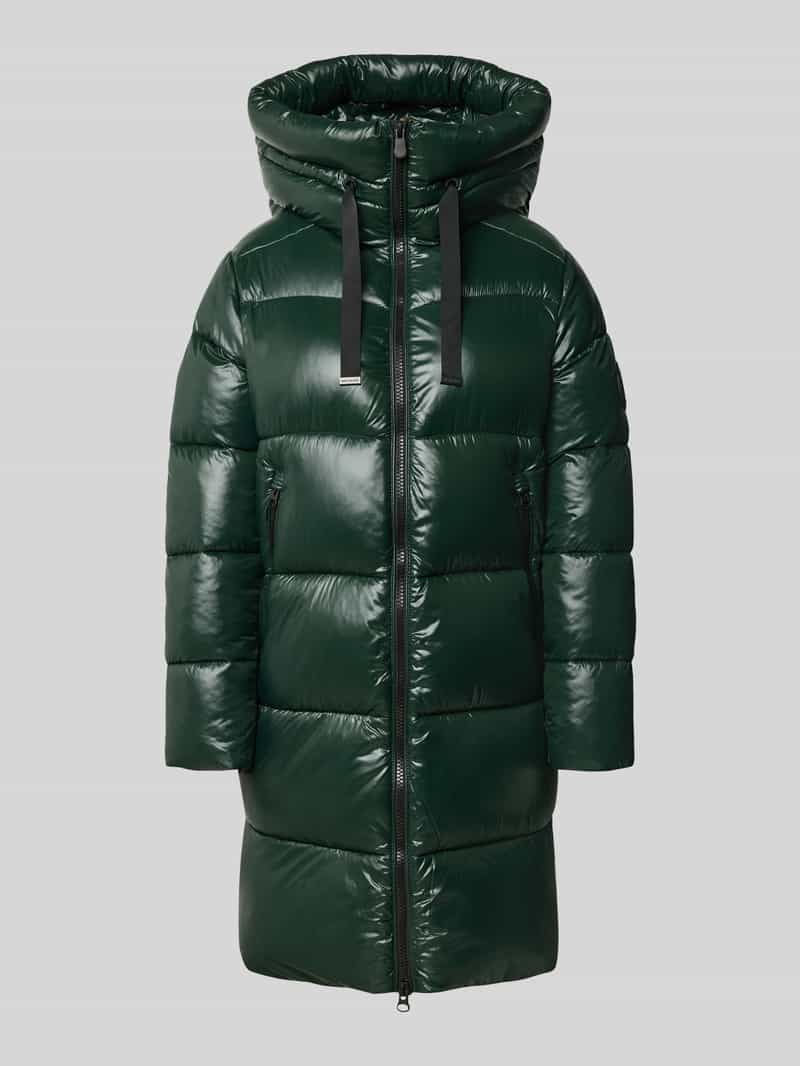 Gewatteerde mantel met capuchon en labelpatch model 'ISABEL'
