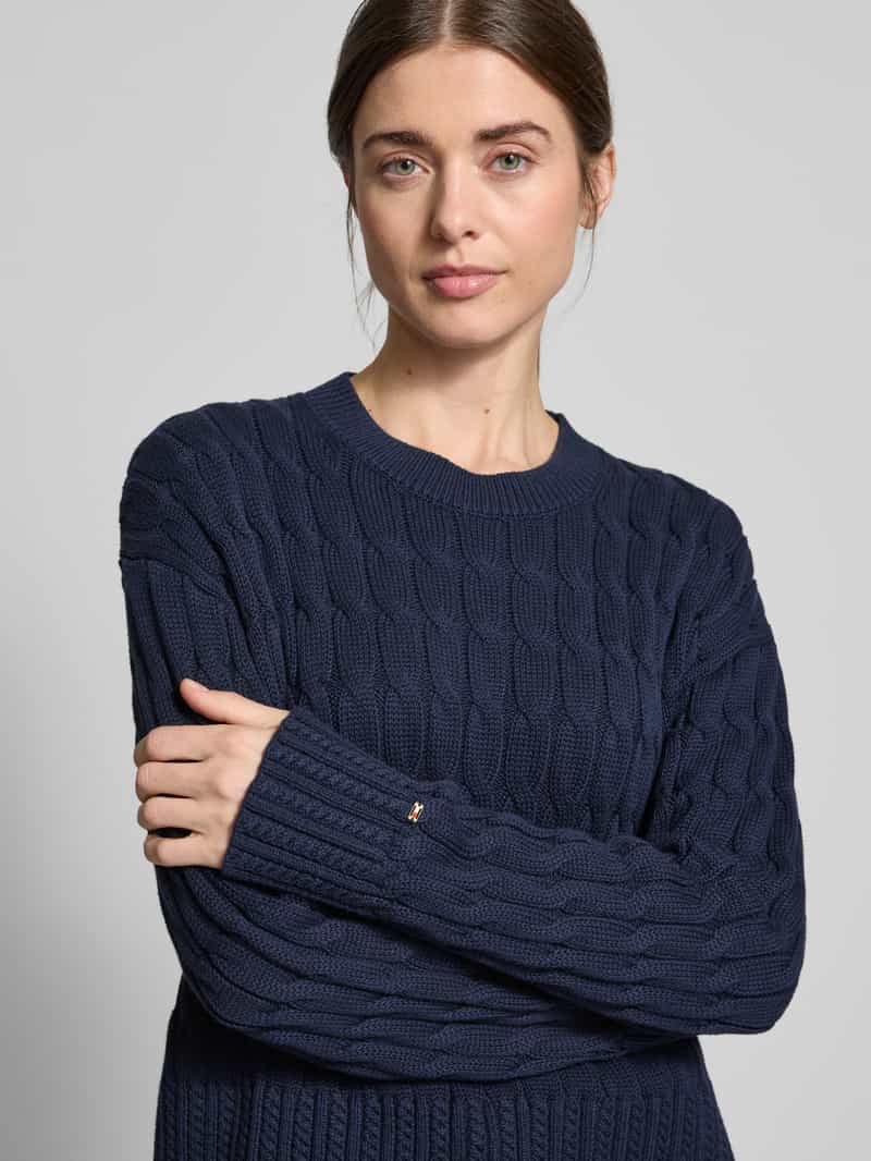 Tommy Hilfiger Gebreide pullover van puur katoen met ronde hals