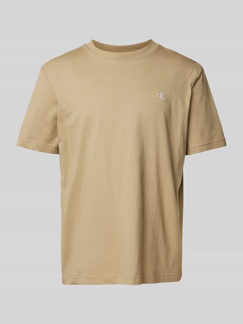 Calvin Klein Jeans T-shirt met geribde ronde hals