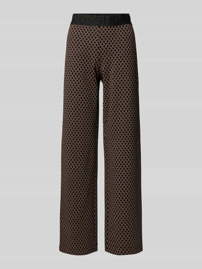RAFFAELLO ROSSI Wide leg stoffen broek met elastische band met label model 'ELAINE'