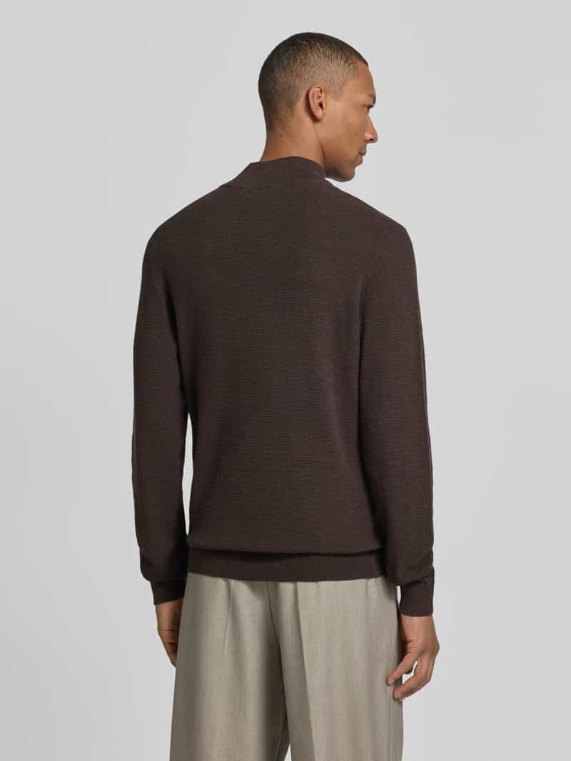 Profuomo Heren Truien & Vesten Pullover Half Zip Twinkle Slub Structure - Bruin, foto 3
