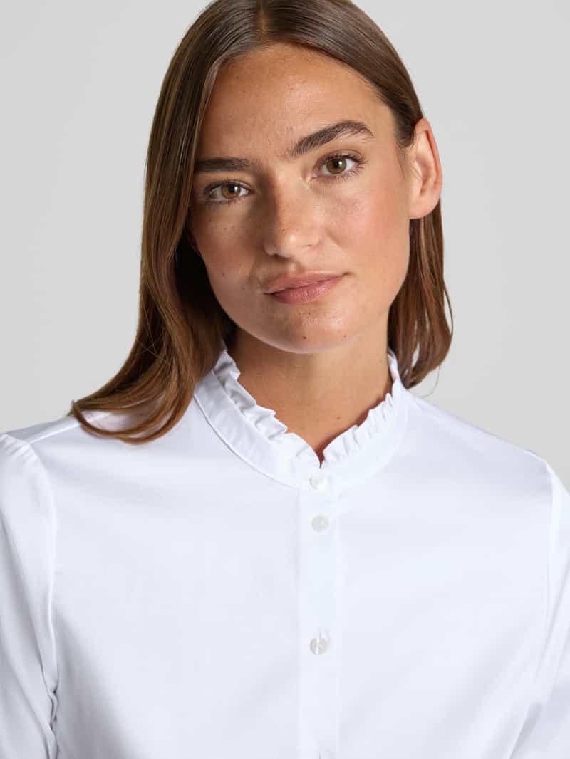 Eterna Slim fit overhemdblouse met opstaande kraag en ruches
