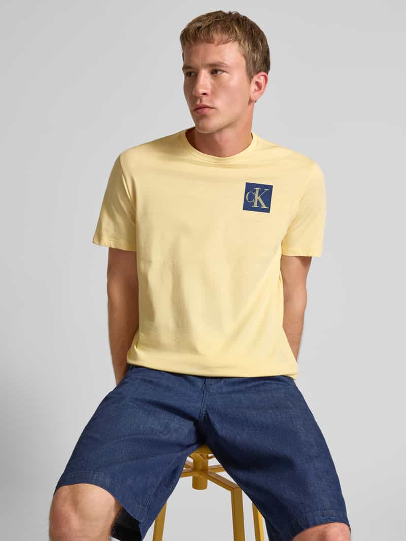 Calvin Klein Jeans Regular fit T-shirt van puur katoen met logoprint