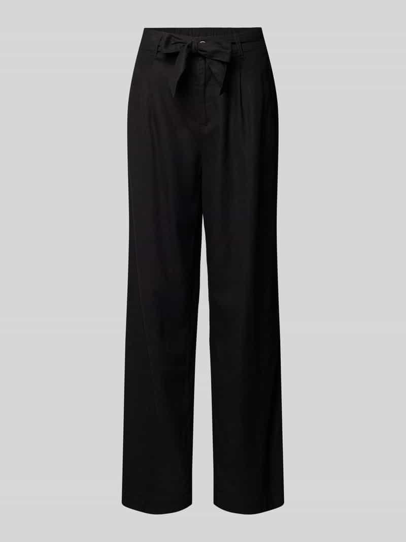s.Oliver RED LABEL Broek in effen design met strikceintuur