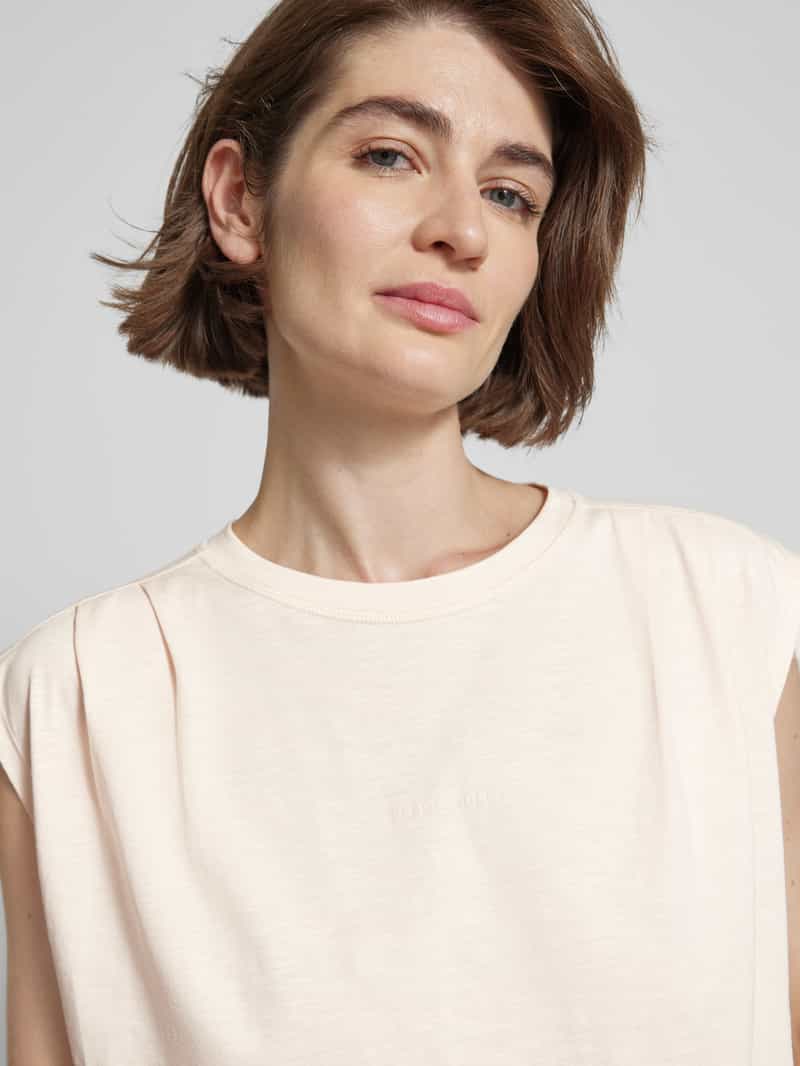 comma Casual Identity Tanktop met geribde ronde hals