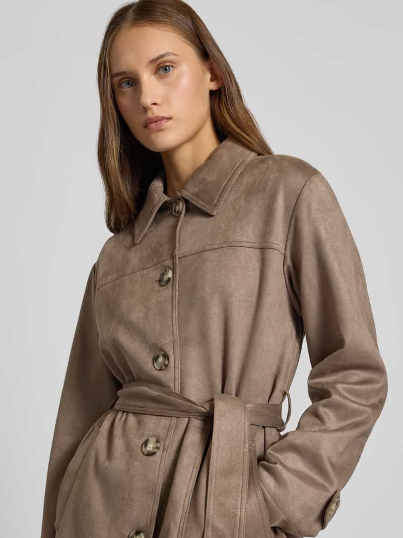 Only Regular fit lange jas in wildleerlook model 'DIANE'