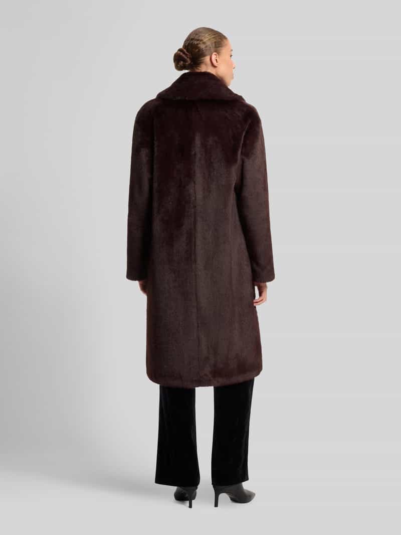 HUGO oversized lange jas van polyester in imitatiebontlook met paillettendetails