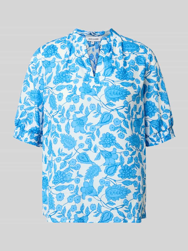 MORE & MORE Bluse mit elastischen Ärmelabschlüssen in Ocean, Größe 34 207773234