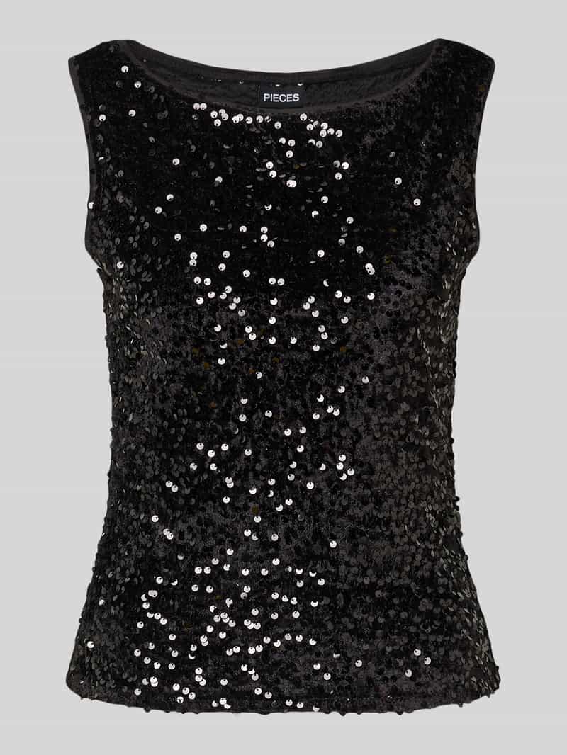 Pieces Regular fit top met pailletten van fluweel model 'KAM'