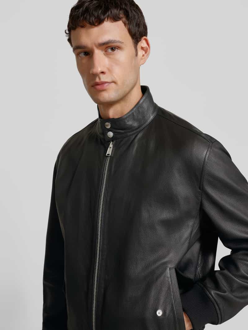 Boss Regular fit leren jack van echt lamsleer model 'MOINER'
