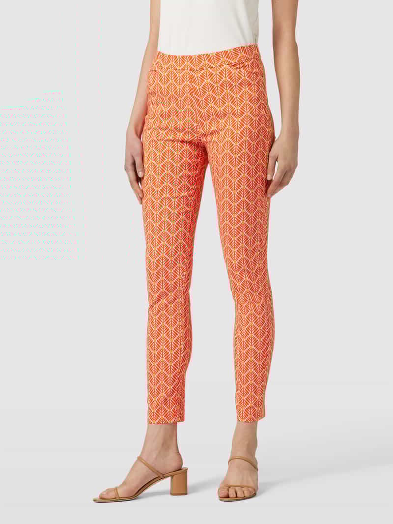 Slim fit stoffen broek met all-over motief Christian Berg Woman