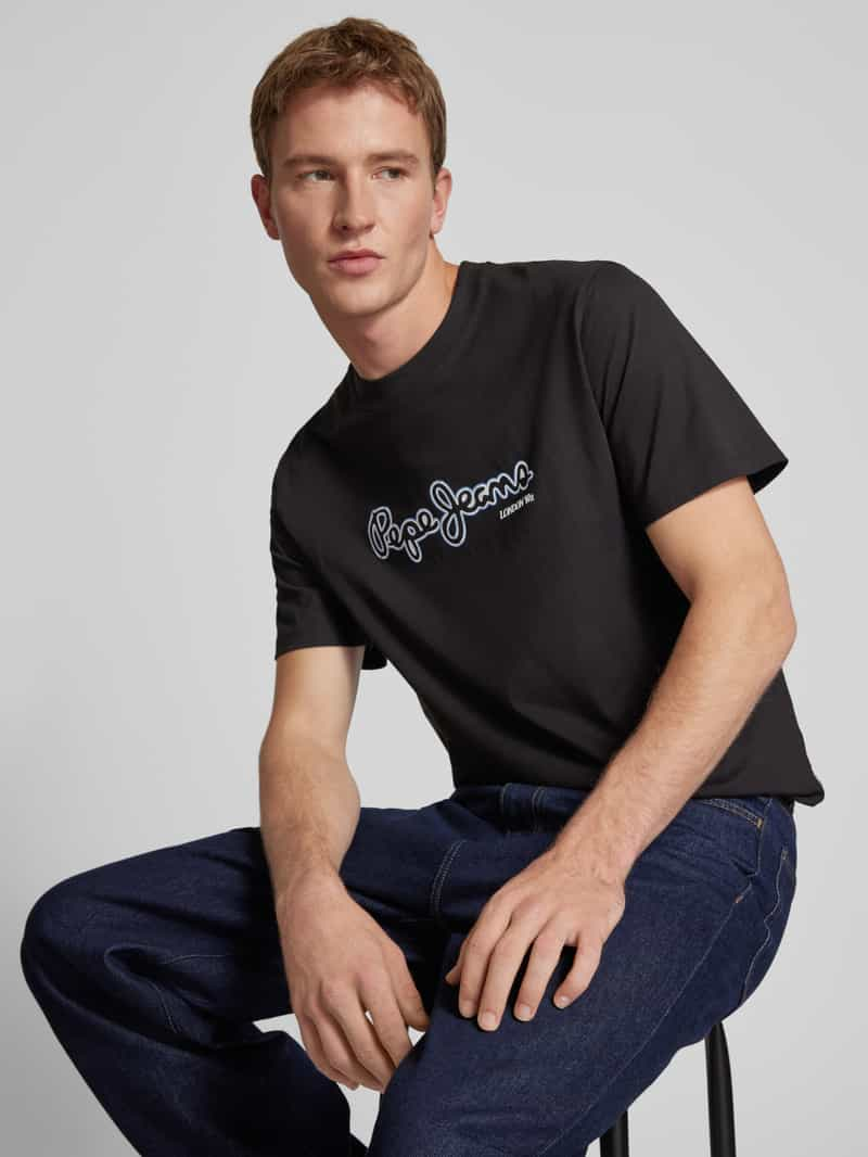 Pepe Jeans T-shirt met labelprint model 'DORIAN'