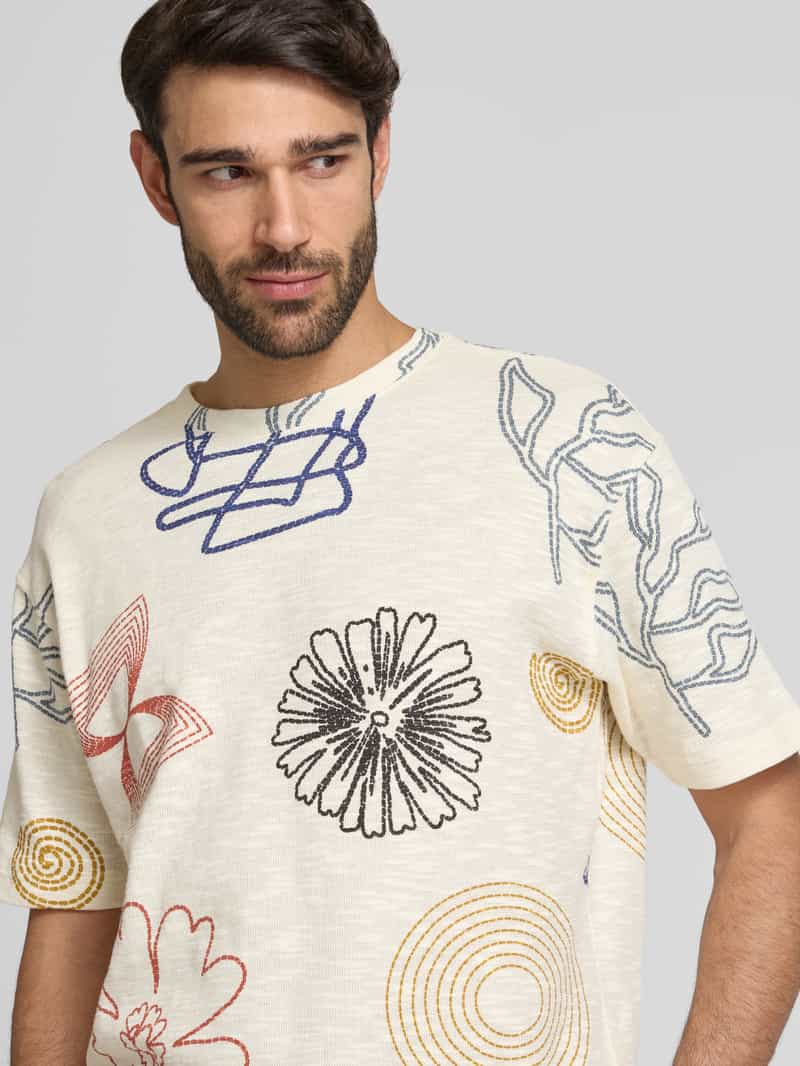 MCNEAL T-shirt met geribde ronde hals