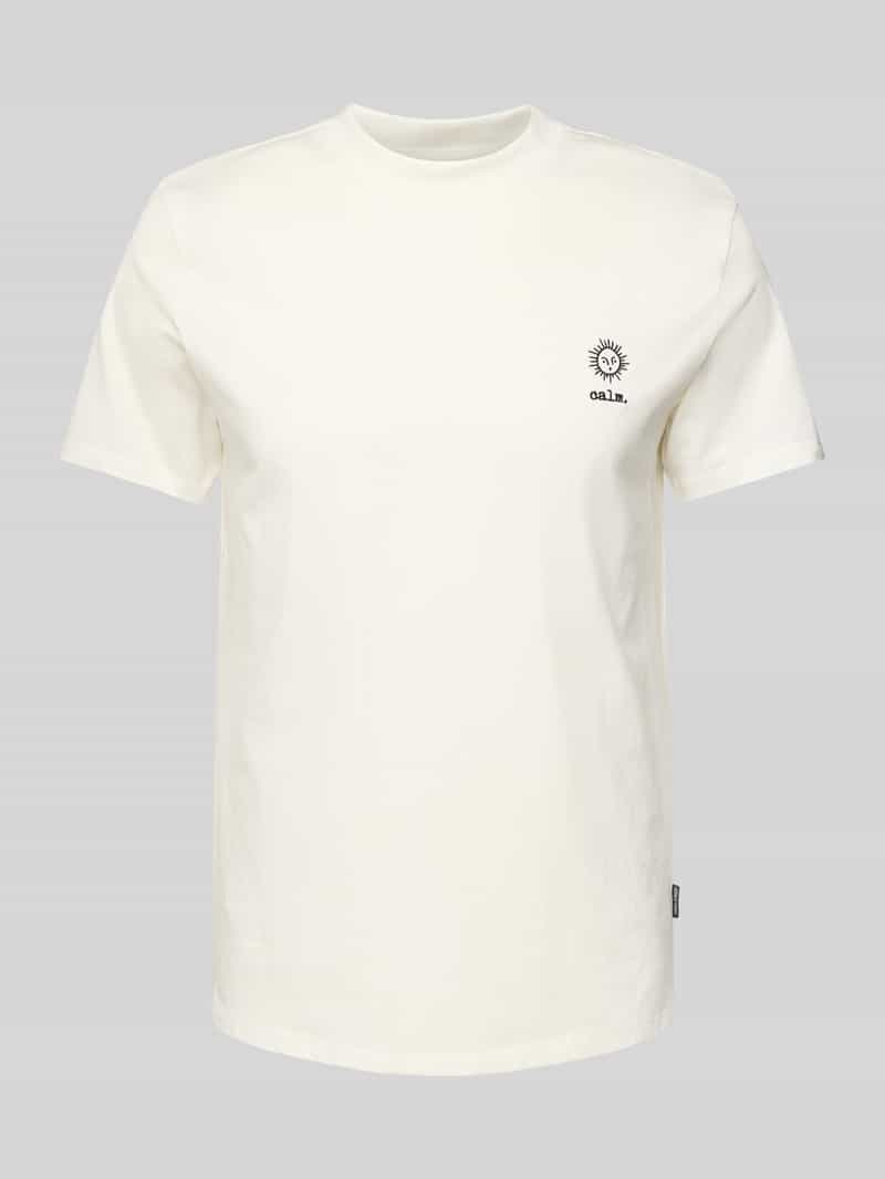 Blend T-shirt met motief- en statementstitching model 'JANUS'