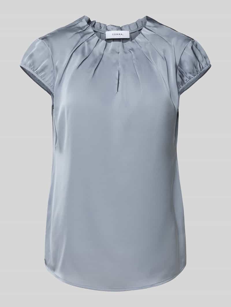 comma Blouseshirt met ronde hals en plooien