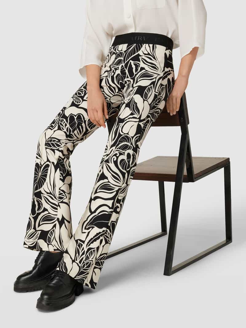 CAMBIO Bootcut stoffen broek met all-over motief model 'FRANCIS'