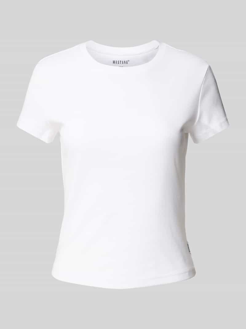 mustang T-shirt met geribde ronde hals model 'Addison'