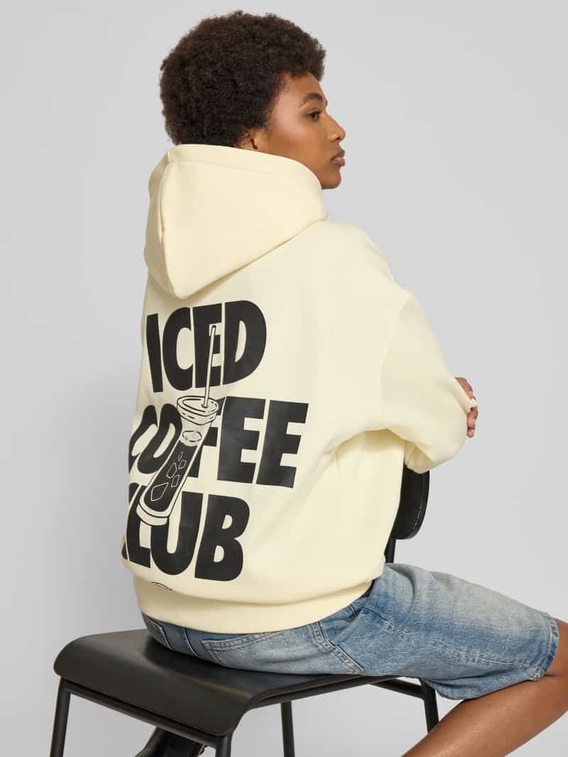ANOTHER COTTON LAB Oversized hoodie met labelprint model 'Iced Coffee Club'