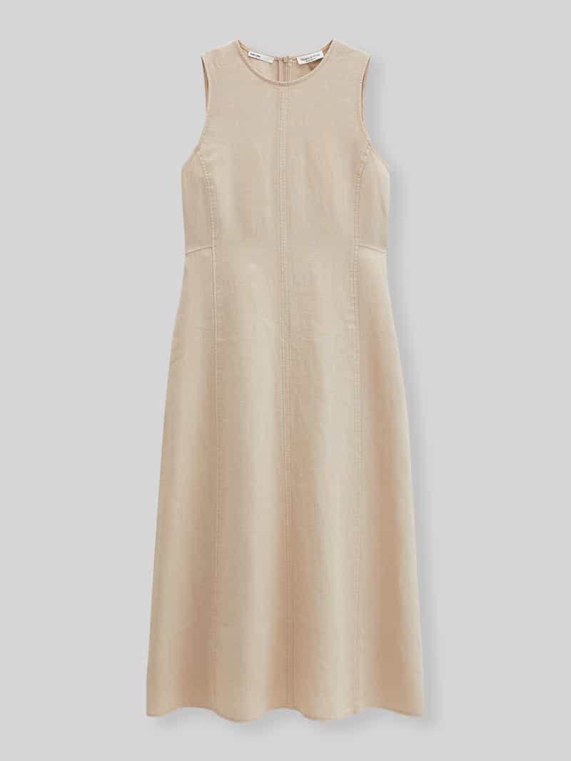 Marc O'Polo Körpernahes Midikleid aus reinem Leinen in Sand, Größe 44 206685444