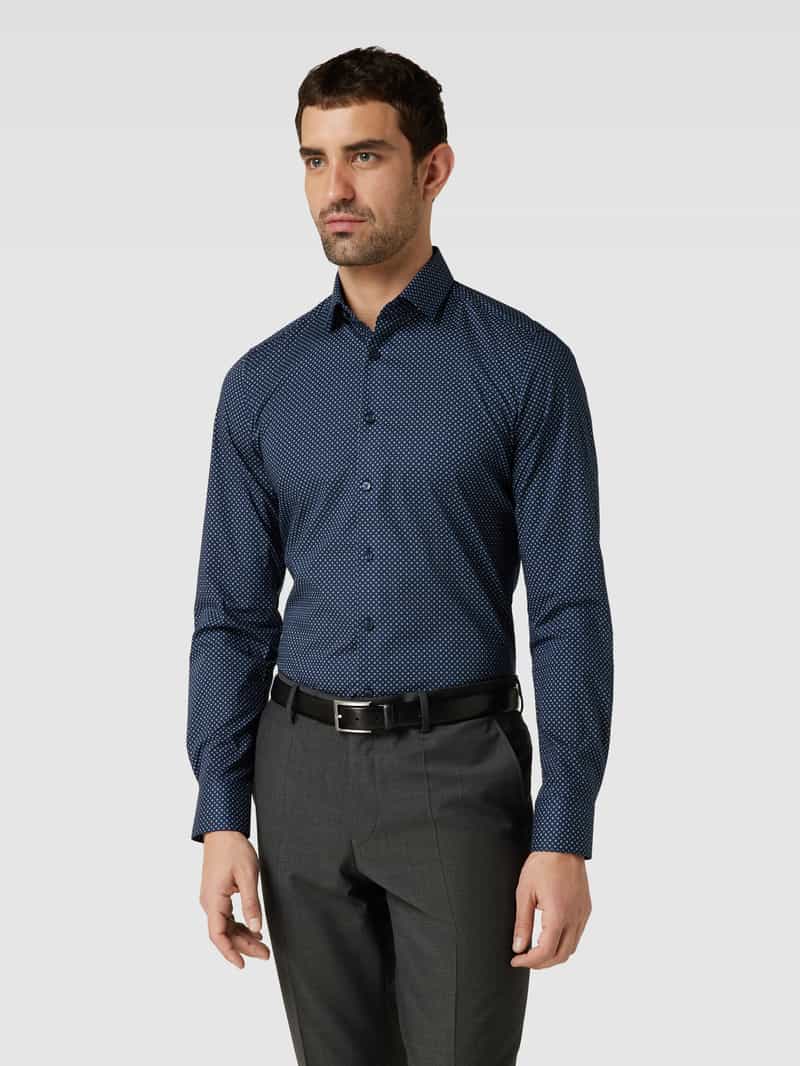 Body fit zakelijk overhemd met all-over motief, model 'Modern' OLYMP Level Five