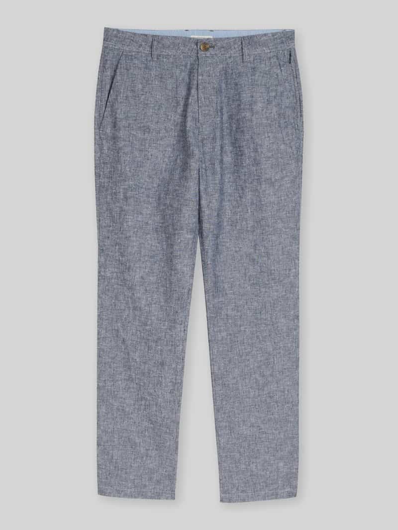 Tom Tailor Regular Fit Chino aus Leinen-Baumwolle-Mix in Dunkelblau Melange, Größe 33/32 20162313332