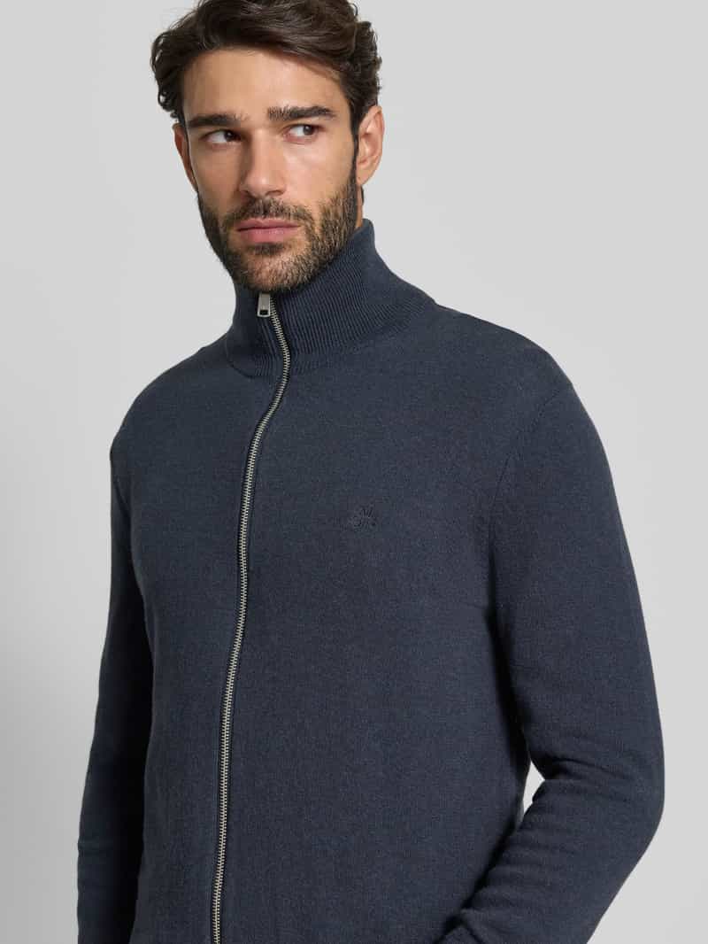 Marc O'Polo Regular fit gebreid jack van katoenmix met scheerwol