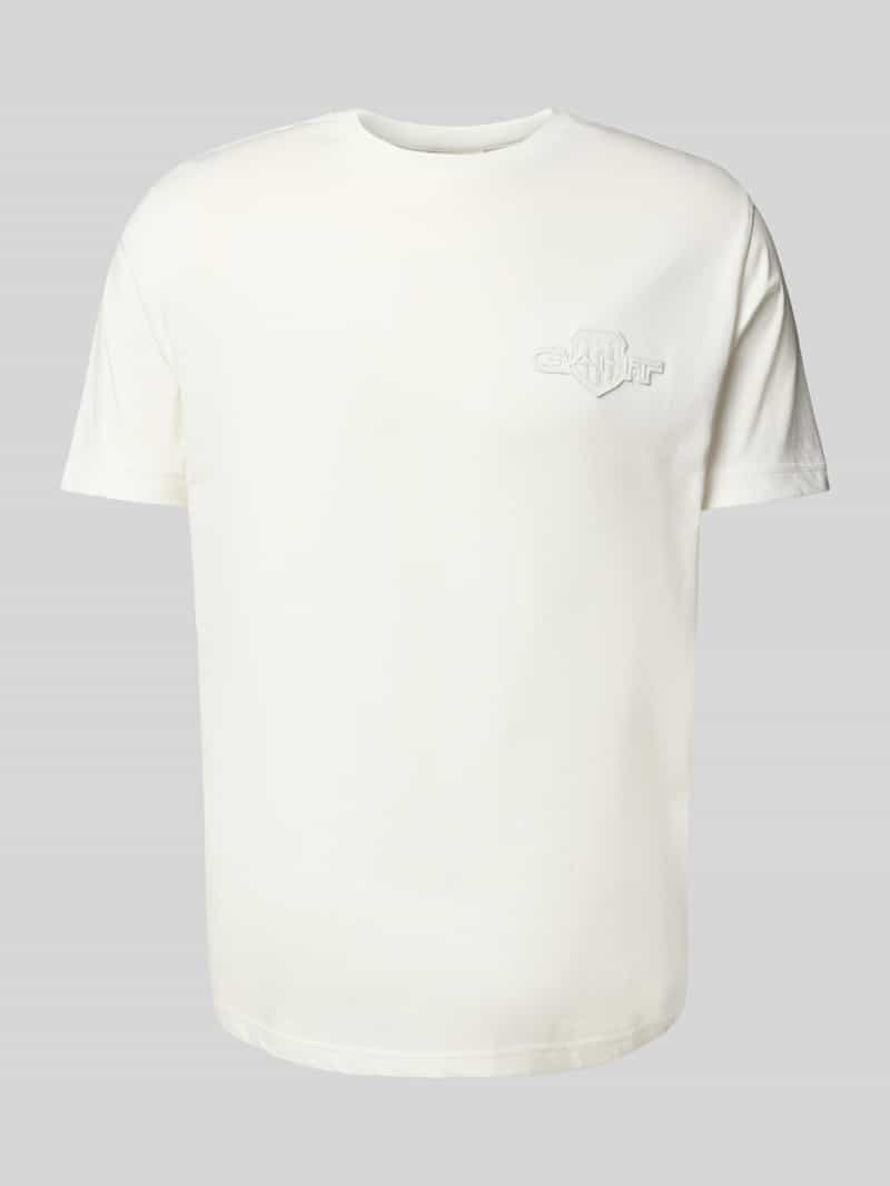 Gant Regular fit T-shirt met labelstitching en ronde hals