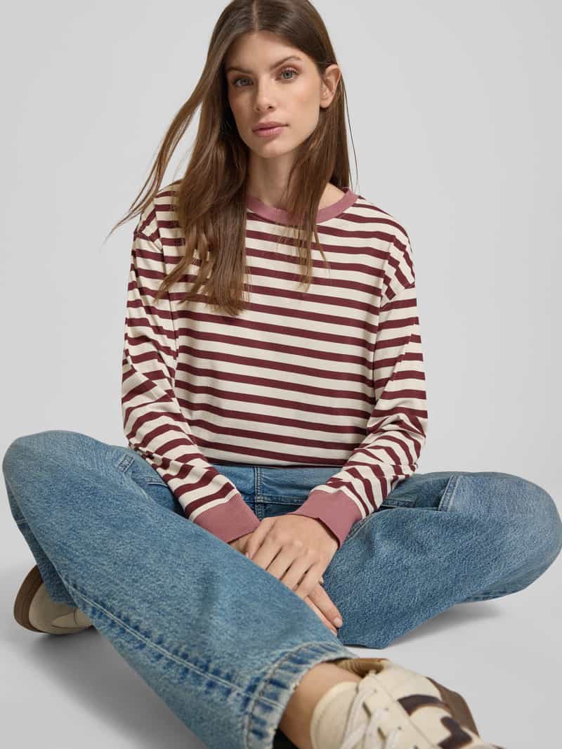 Jake*s Casual Longsleeve met ronde hals
