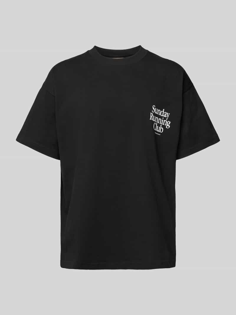 ANOTHER COTTON LAB Oversized T-shirt met statementprint model 'Sunday Running Club'