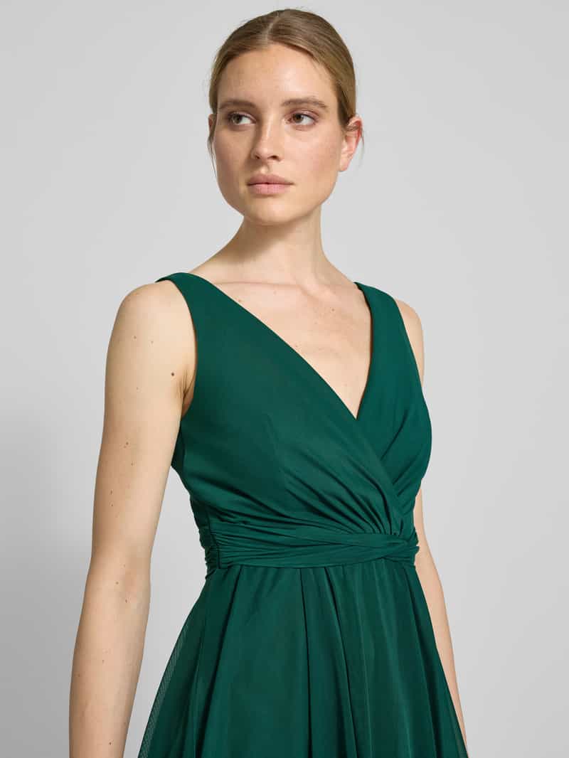 TROYDEN COLLECTION Knielange cocktailjurk in wikkellook
