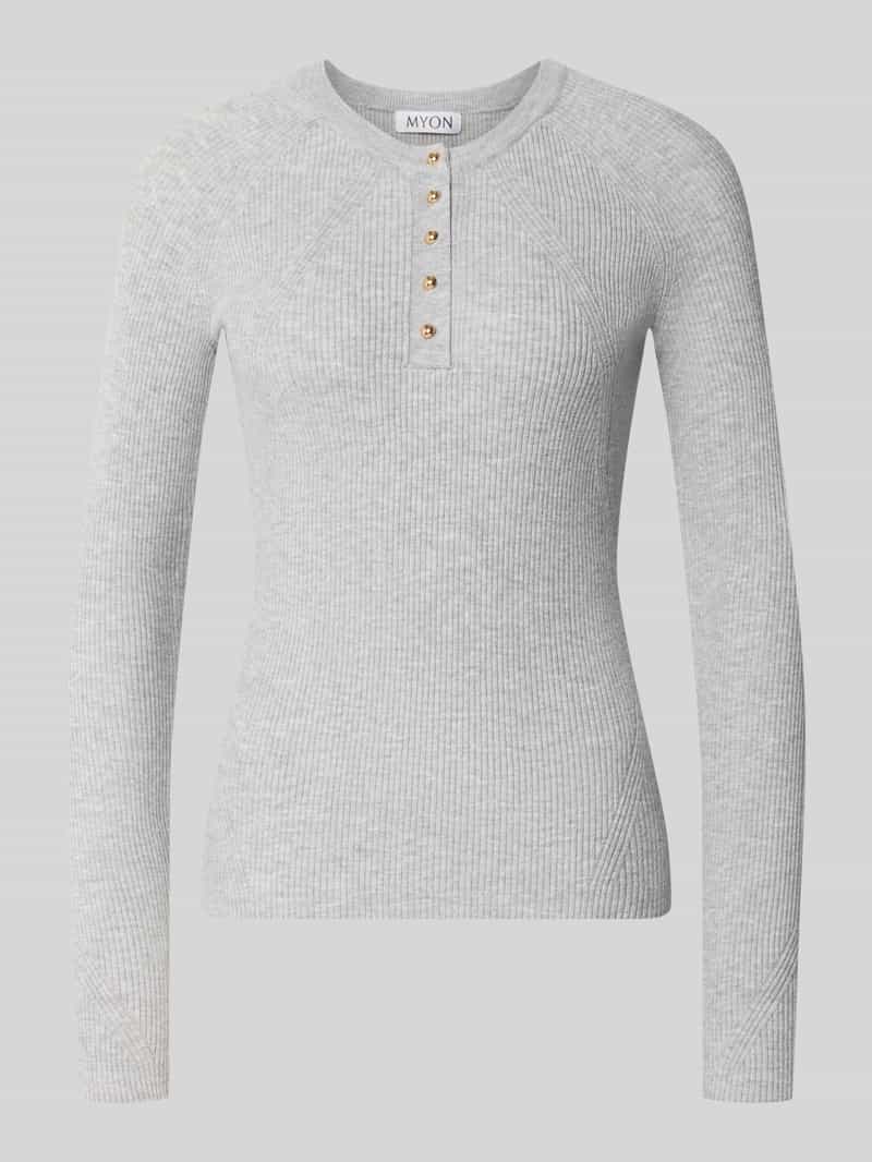 Slim fit shirt met lange mouwen van tricotlook