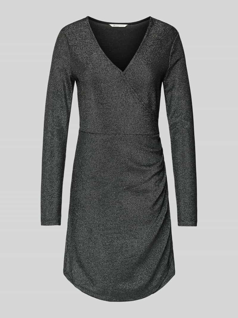 Tom Tailor Denim Shaped fit mini-jurk in wikkellook met glittereffect