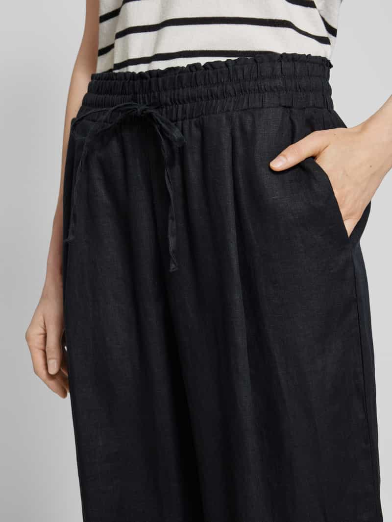 Opus Wide leg linnen broek met tunnelkoord model 'Marou Ros'