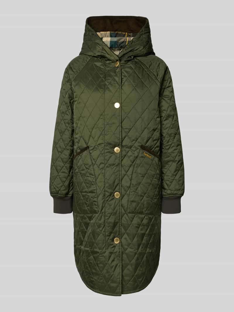 Barbour Relaxed fit gewateerde lange jas met corduroy model 'HILARY'