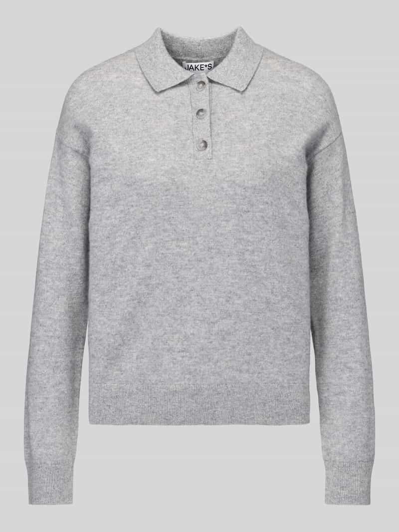 Jake*s Casual Pullover van kasjmier met polokraag