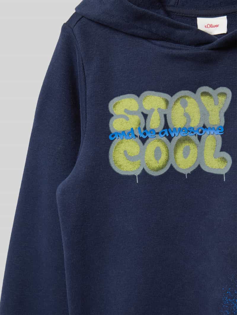 s.Oliver RED LABEL Regular fit hoodie van katoenmix met print aan de voorkant