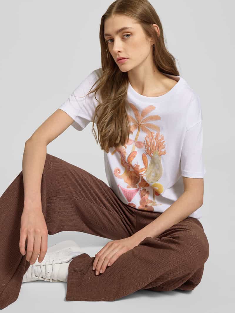 Colourful Rebel Loose fit T-shirt met motiefprint model 'Beach Items'