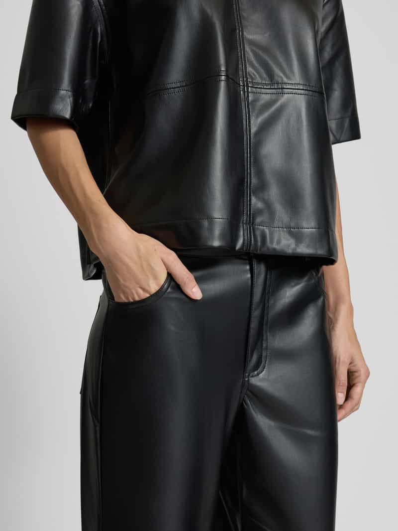 MbyM Straight leg broek in leerlook model 'Mayanna'